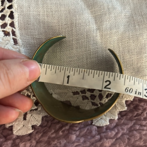 Vintage OLD Zodiac Gemini Enamel on Solid Brass Heavy Cuff Bracelet - Picture 9 of 16